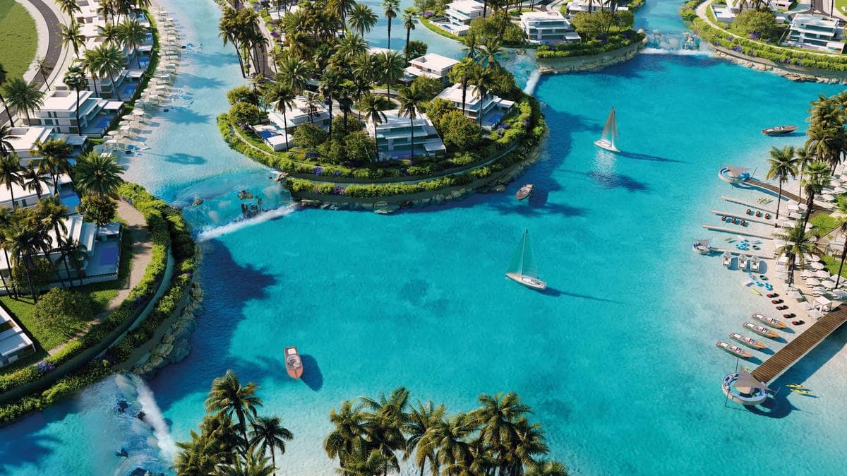 Venice-inspired canal waterway lined with residences at Azizi Venice, Dubai South